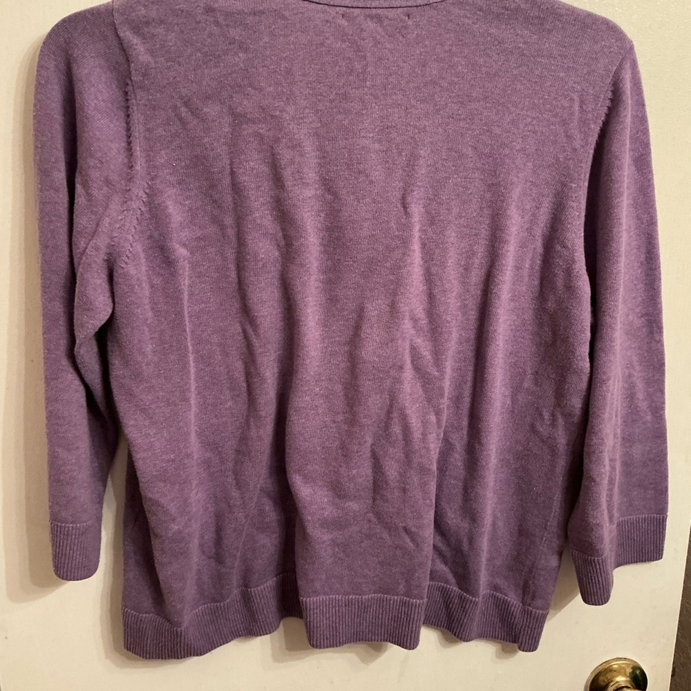 Christopher & Banks Purple sweater with Multicolor Buttons - Picture 3 of 3